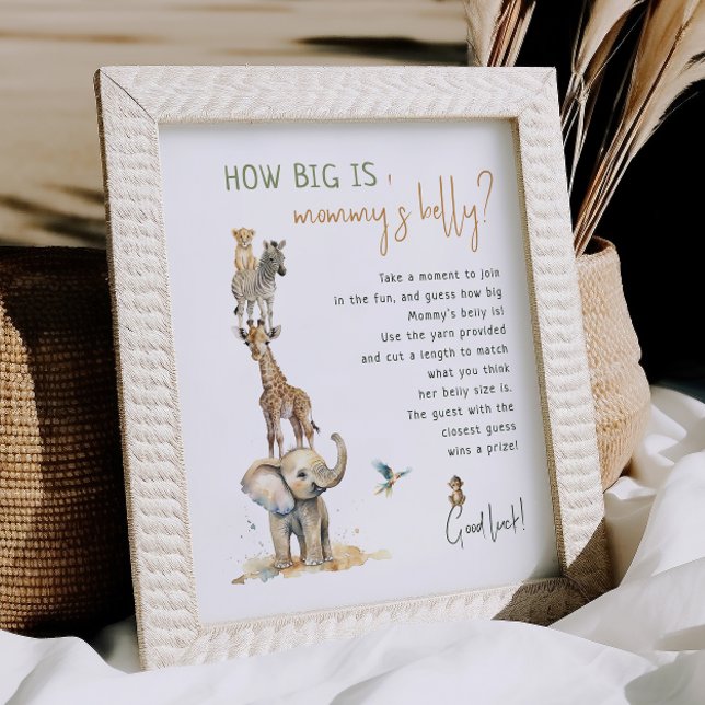 Jungle Safari Animals How Big Is Mommy's Belly Poster (Creator Uploaded)