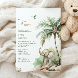 Jungle Safari Animals Its A Boy! Baby Shower Invitation