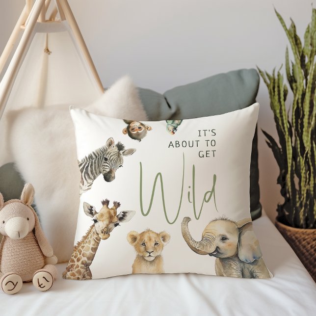 Jungle Safari Animals It's About To Get Wild Throw Pillow (Creator Uploaded)