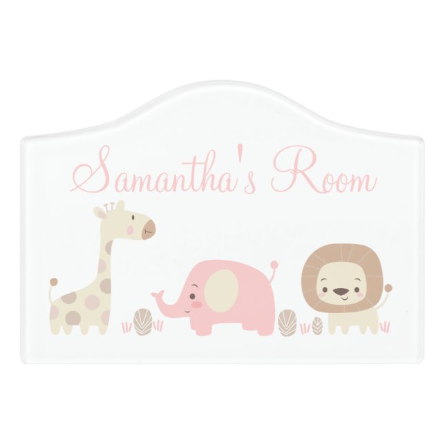 Jungle Safari Animals Kids/Baby Room Door Sign (Small Crest Front)