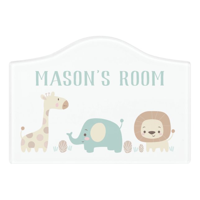 Jungle Safari Animals Kids/Baby Room Door Sign (Small Crest Front)