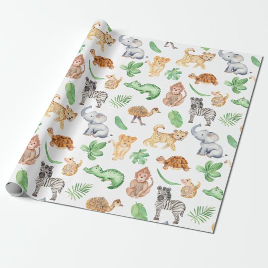 Jungle Safari Animals KIds Birthday Wrapping Paper Zazzle