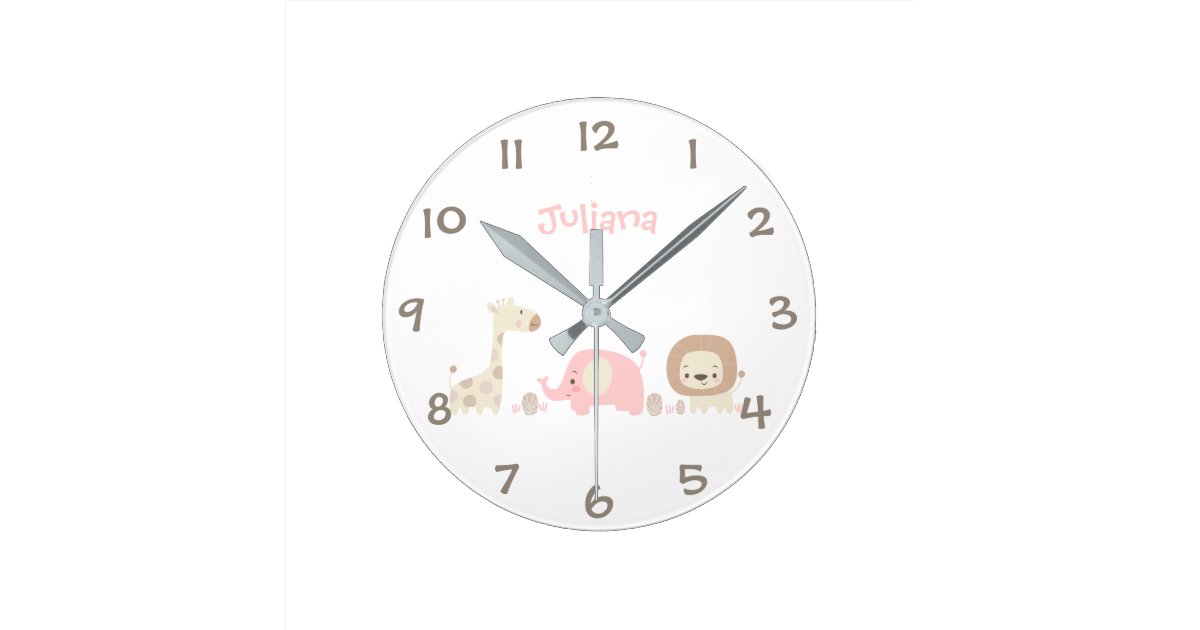 Jungle Safari Animals Kids Nursery Wall Clock
