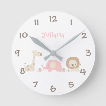 Jungle Safari Animals Kids Nursery Wall Clock by OS_Designs at Zazzle