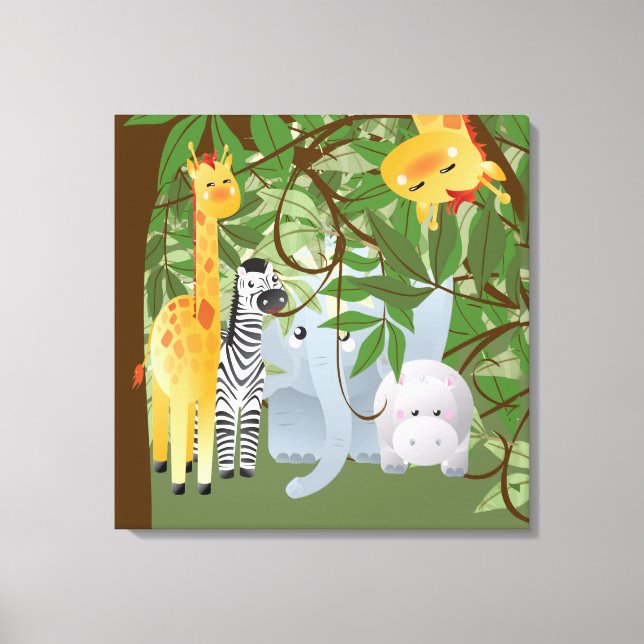 Jungle Safari Animals Kids Room Canvas Print (Front)