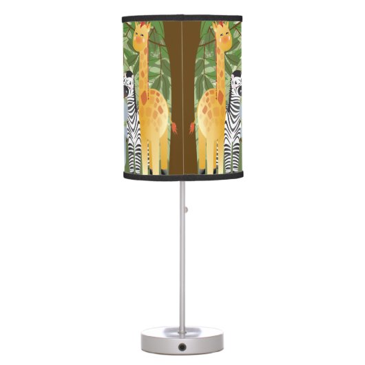 Jungle Safari Animals Kids Room Table Lamp (Back)