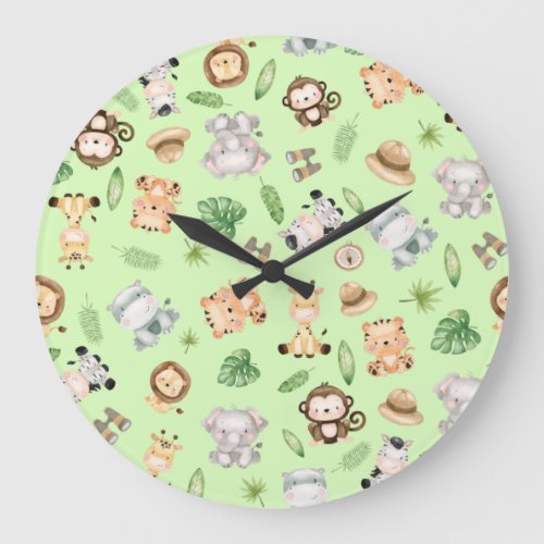 Jungle Safari Animals Large Clock