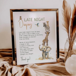 Jungle Safari Animals Late Night Diapers Sign