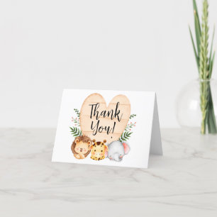 Jungle Safari Animals Letterpress Thank You Card