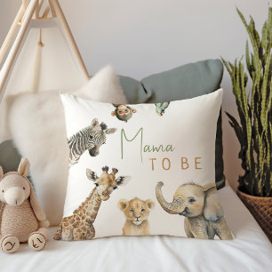 Jungle Safari Animals Mama To Be Throw Pillow