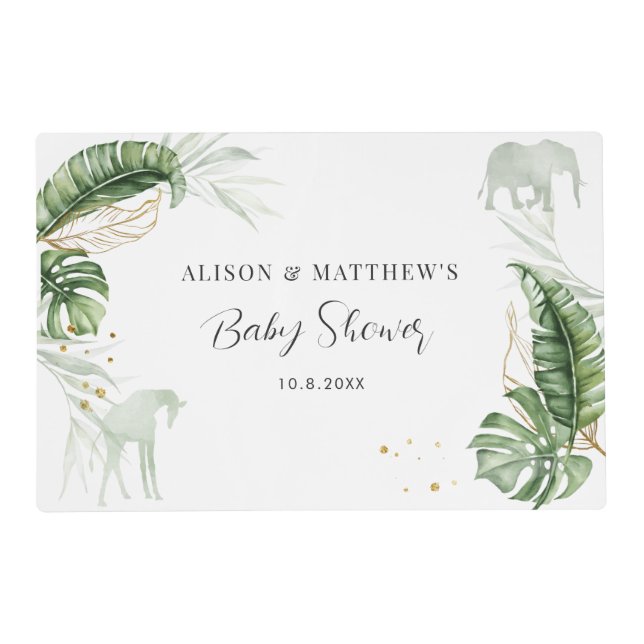 Jungle Safari Animals Modern Baby Shower Placemat (Front)