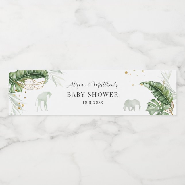 Jungle Safari Animals Nature Boy Baby Shower Water Bottle Label (Single Label)