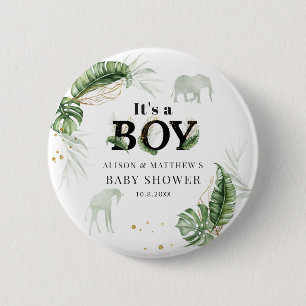 Jungle Safari Animals Nature Theme Boy Baby Shower Button