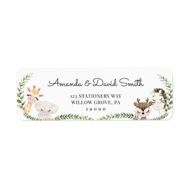 Jungle Safari Animals Neutral Drive By Baby Shower Label (Front)