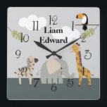 Jungle Safari Animals Nursery Wall Clock<br><div class="desc">Jungle Safari Animals Nursery Wall Clock</div>