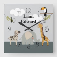 Jungle Safari Animals Nursery Wall Clock