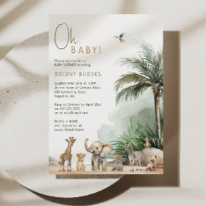 Jungle Safari Animals Oh Baby! Baby Shower Invitation