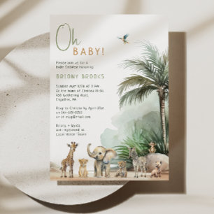 Jungle Safari Animals Oh Baby! Baby Shower Invitation