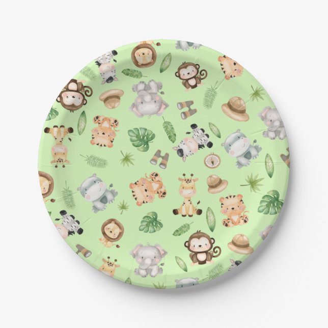 Jungle Safari Animals Paper Plates (Front)