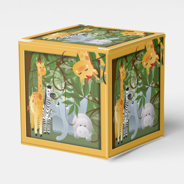 Jungle Safari Animals Party Favor Box (Front Side)