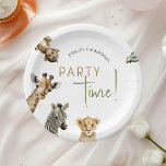 Jungle Safari Animals Party Time Kids Birthday Paper Plates<br><div class="desc">Celebrate your little one's special day with our jungle safari animals party time kids birthday party paper plates. They are perfect for a cute and whimsical occasion! It features a modern safari animal theme with adorable jungle creatures like a monkey, elephant, giraffe, lion, and zebra. With its simple, natural, boho-inspired...</div>