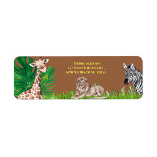 Jungle Safari Animals Return Address Label