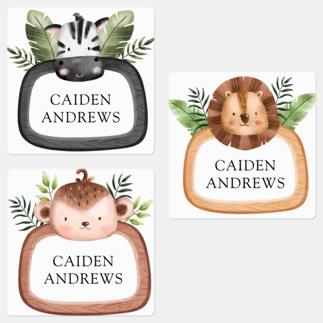 Jungle Safari Animals School Daycare Labels (Group)