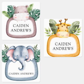 Jungle Safari Animals School Daycare Labels