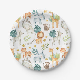Jungle safari animals toddler birthday party paper plates
