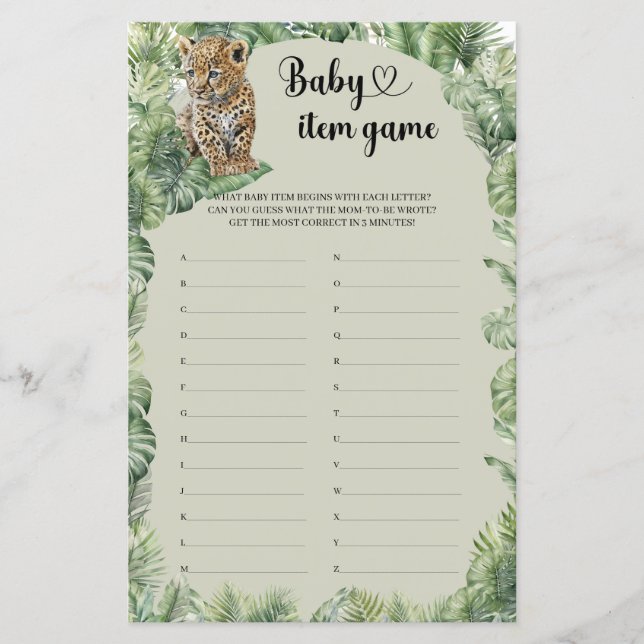 Jungle Safari Animals Tropical Baby Item game (Front)