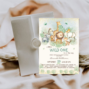 Jungle safari animals tropical baby shower invitation