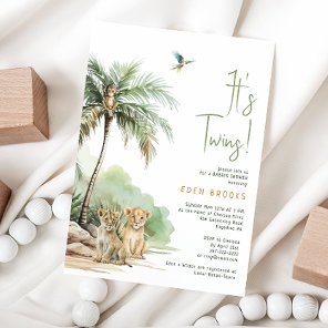 Jungle Safari Animals | Twins Baby Shower Invitation