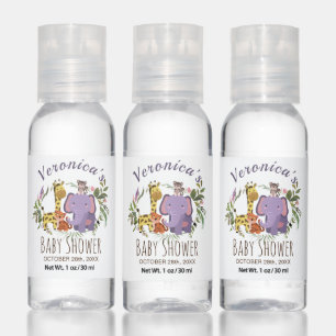 Jungle Safari Animals Watercolor Baby Shower Hand Sanitizer