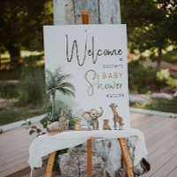 Jungle Safari Animals Welcome Baby Shower Sign