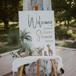 Jungle Safari Animals Welcome Baby Shower Sign