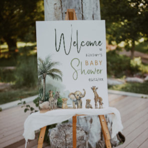 Jungle Safari Animals Welcome Baby Shower Sign