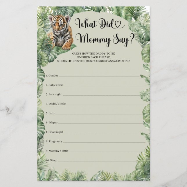 Jungle Safari Animals What Did Mommy Say game (Front)