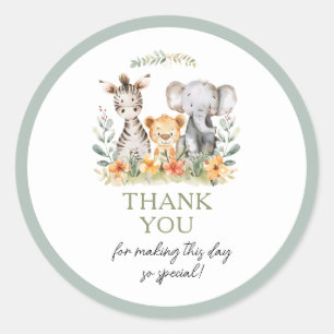 Jungle Safari Baby Animal Baby Shower Classic Round Sticker