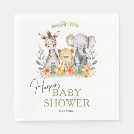 Jungle Safari Baby Animals Baby Shower Napkins