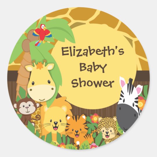 Jungle Safari Baby Animals Baby Shower Stickers