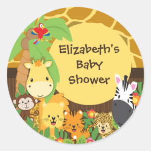Jungle Safari Baby Animals Baby Shower Stickers