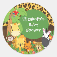 Jungle Safari Baby Animals Baby Shower Stickers