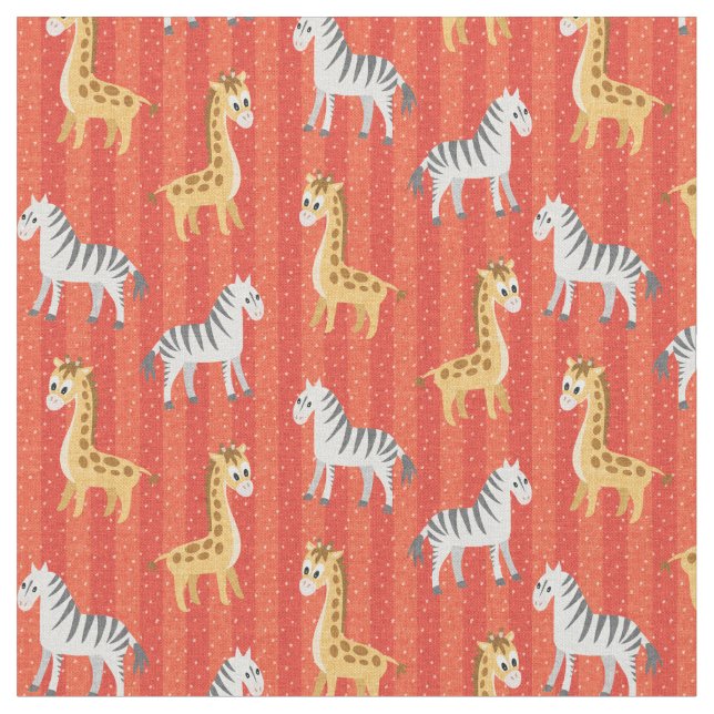Jungle Safari Baby Animals Fabric (Close Up)