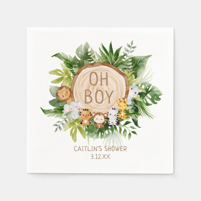 Jungle Safari Baby Boy Shower Napkins (Front)