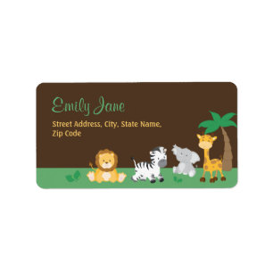 Jungle Safari Baby Shower Address Label