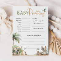 Jungle Safari Baby Shower Baby Predictions Card