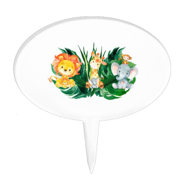 Jungle Safari Baby Shower Birthday Party  Cake Topper (Front)