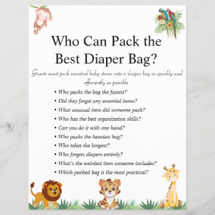 Jungle Safari Baby Shower Games Flyer
