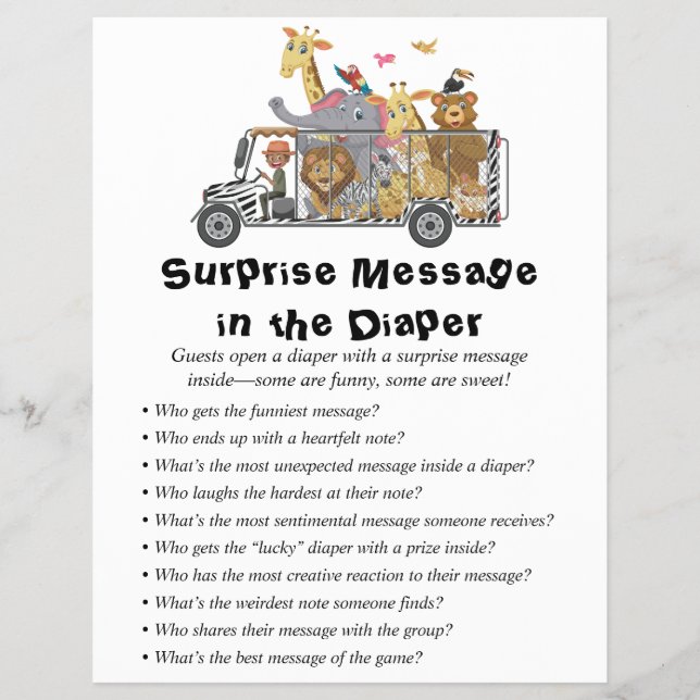 Jungle Safari Baby Shower Games Flyer (Front)