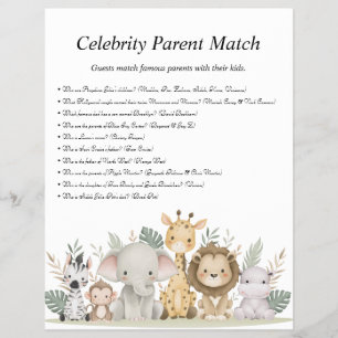 Jungle Safari Baby Shower Games Flyer